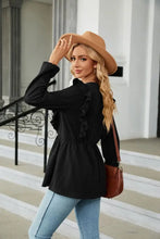 Round Neck Ruffled Peplum Blouse Woman Blouses