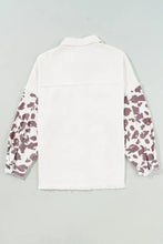 Raw Hem Animal Print Long Sleeve Denim Jacket Woman Tops