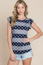 BOMBOM Striped Round Neck Cap Sleeve T-Shirt Woman T Shirts