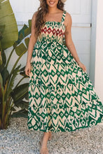 Western Aztec Shirred A-line Sleeveless Maxi Dress Woman Maxi Dress