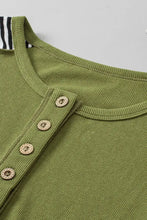 Striped Exposed Seam Half Button Sweatshirt Woman Sweatshirts