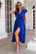 Tied Front Ruffled Short Sleeve Midi Dress Woman Casual Dress