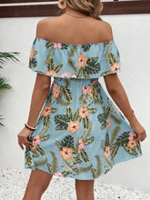 Printed Off Shoulder Mini Dress Casual Dresses