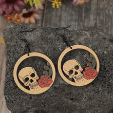 Wooden Cutout Skeleton Earrings Fashion Jewelry