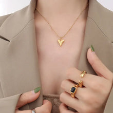 Titanium Steel Heart Pendant Necklace Gold One Size Necklaces