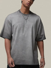 Men's Round Neck Half Sleeve T-Shirt Gray Mens Tops
