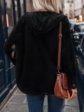 Pocketed Plaid Button Down Hooded Shacket Woman Outerwear