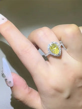2 Carat Moissanite 925 Sterling Silver Teardrop Shape Ring Yellow Rings