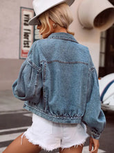 Collared Neck Dropped Shoulder Denim Top Woman Tops