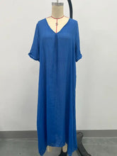 Full Size V-Neck Short Sleeve Midi Dress Plus Size Woman Casual Dress