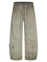 Men's Casual Loose Cargo Pants with Drawstring Waist Khaki Woman Sweatpants