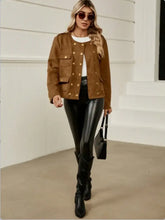 Snap Down Round Neck Jacket Woman Outerwear