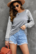 Mixed Print Raglan Top Mid Gray Woman T Shirts