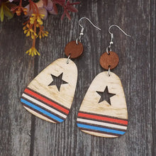 Cutout Star & Stripes Wooden Dangle Earrings Multicolor One Size Earrings