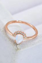 18K Rose Gold-Plated Pear Shape Natural Moonstone Ring Rings
