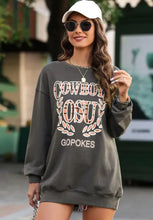 Letter Graphic Round Neck Long Sleeve Sweatshirt Woman Sweatshirts