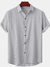 Men's Plus Size Striped Short Sleeve Button-Down Shirt Black Mens Tops