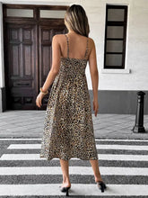 Smocked Leopard Midi Cami Dress Casual Dresses