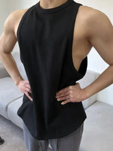 Men's Plus Size Round Neck Tank Black Mens Tops