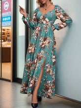 Perfee Slit Printed Surplice Long Sleeve Maxi Dress Woman Maxi Dress