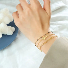 Titanium Steel Three-Layered Bracelet Gold One Size Bracelets