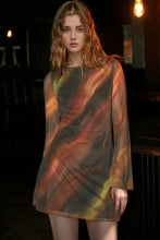 Tie Dye Print Long Sleeve Bodycon Mini Dress Woman Casual Dress