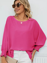Smocked Lantern Sleeve Round Neck Blouse Woman Blouses