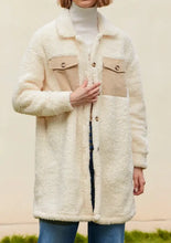 Collared Neck Long Sleeve Longline Teddy Jacket Woman Outerwear