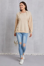 Drawstring Kangaroo Pocket Dropped Shoulder Hoodie Woman Sweatshirts