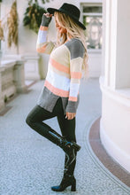 Color Block Open Front Slit Cardigan Woman Outerwear