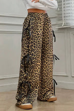 Leopard Bow Tie Elastic Waist Pants Woman Pants