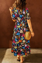 Printed V-Neck Half Sleeve Midi Dress Maxi Dresses