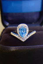 1 Carat Pear Shape Moissanite Heart Ring Sky Blue Rings