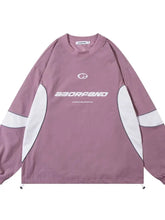 Men's Color Block Letter Round Neck Sweatshirt Mens Tops