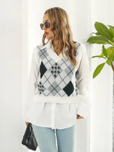 V-Neck Plaid Sweater Vest Woman Outerwear