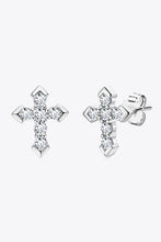 Moissanite Cross Stud Earrings Silver One Size Earrings