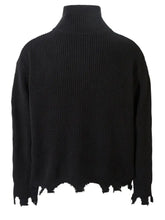 Men's Distressed Hem Ribbed Knit Zip-Up Cardigan Cardigans
