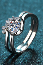 Moissanite Rhodium-Plated Two-Piece Ring Set Rings