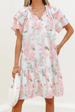 Floral Contrast Edge Layered Short Sleeve Mini Dress Casual Dresses