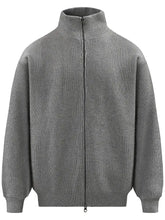 Men's Ribbed Knit Zip-Up Cardigan Gray Cardigans