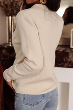 Button Up Long Sleeve Cardigan with Chest Pockets Woman Outerwear