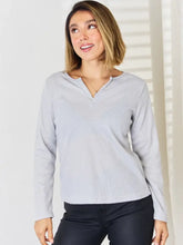 Notched Long Sleeve T-Shirt Woman T Shirts