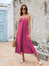 Ruffled Hem Midi Cami Dress Deep Rose Casual Dresses