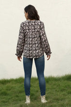 Floral Flounce Sleeve Round Neck Blouse Woman Blouses