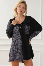 Half Button Leopard Collared Neck Blouse Woman Blouses