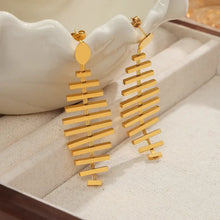 Titanium Steel Fishbone Shape Earrings Gold One Size Earrings