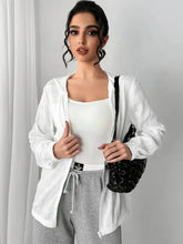 Texture Zip Up Hooded Jacket Woman Outerwear