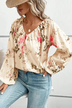 Floral V-Neck Balloon Sleeve Blouse Woman Blouses