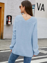 Openwork Dropped Shoulder Long Sleeve Sweater Sweater Pullovers