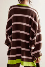 Contrast Stripes Button Down Long Sleeve Cardigan Woman Outerwear
